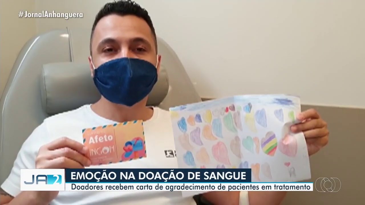 Doadores de sangue recebem carta de agradecimento de pacientes em tratamento em Goiânia